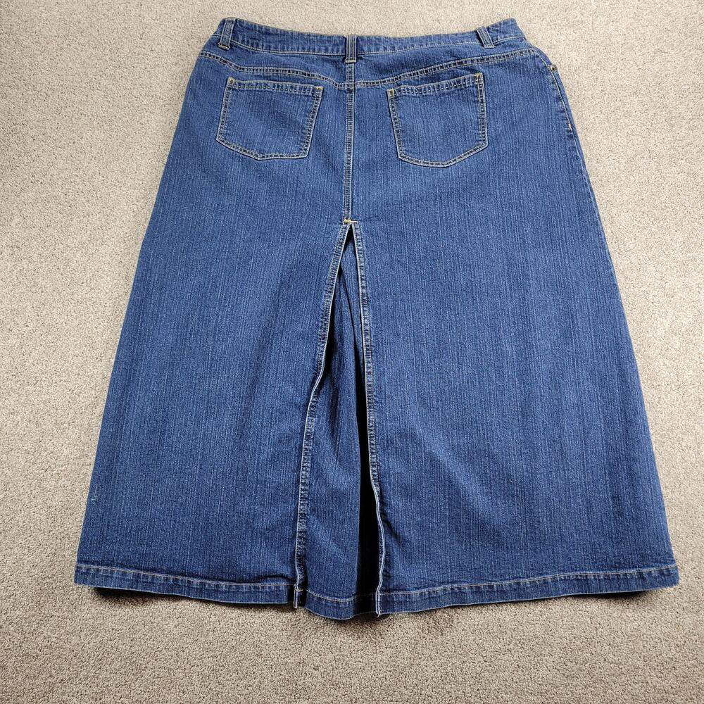 Vintage Mwah Jean Skirt Faux Back Slit Midi A-Line Modest